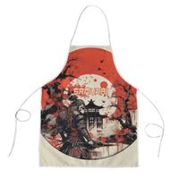 Samurai Warrior Japan Apron Red-blossomed Tree Classic Japanese Stylized - Wonder Print Shop