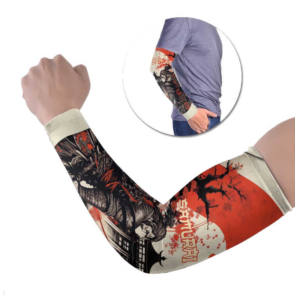 Samurai Warrior Japan Arm Sleeves Red-blossomed Tree Classic Japanese Stylized - Wonder Print Shop