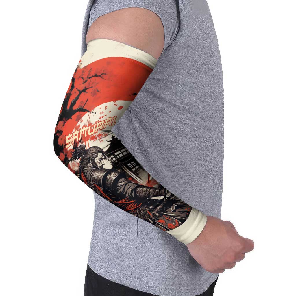 Samurai Warrior Japan Arm Sleeves Red-blossomed Tree Classic Japanese Stylized - Wonder Print Shop