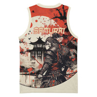 Samurai Warrior Japan Basketball Jersey Red-blossomed Tree Classic Japanese Stylized - Wonder Print Shop