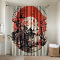 Samurai Warrior Japan Bathroom Set Red-blossomed Tree Classic Japanese Stylized - Wonder Print Shop