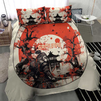 Samurai Warrior Japan Bedding Set Red-blossomed Tree Classic Japanese Stylized - Wonder Print Shop