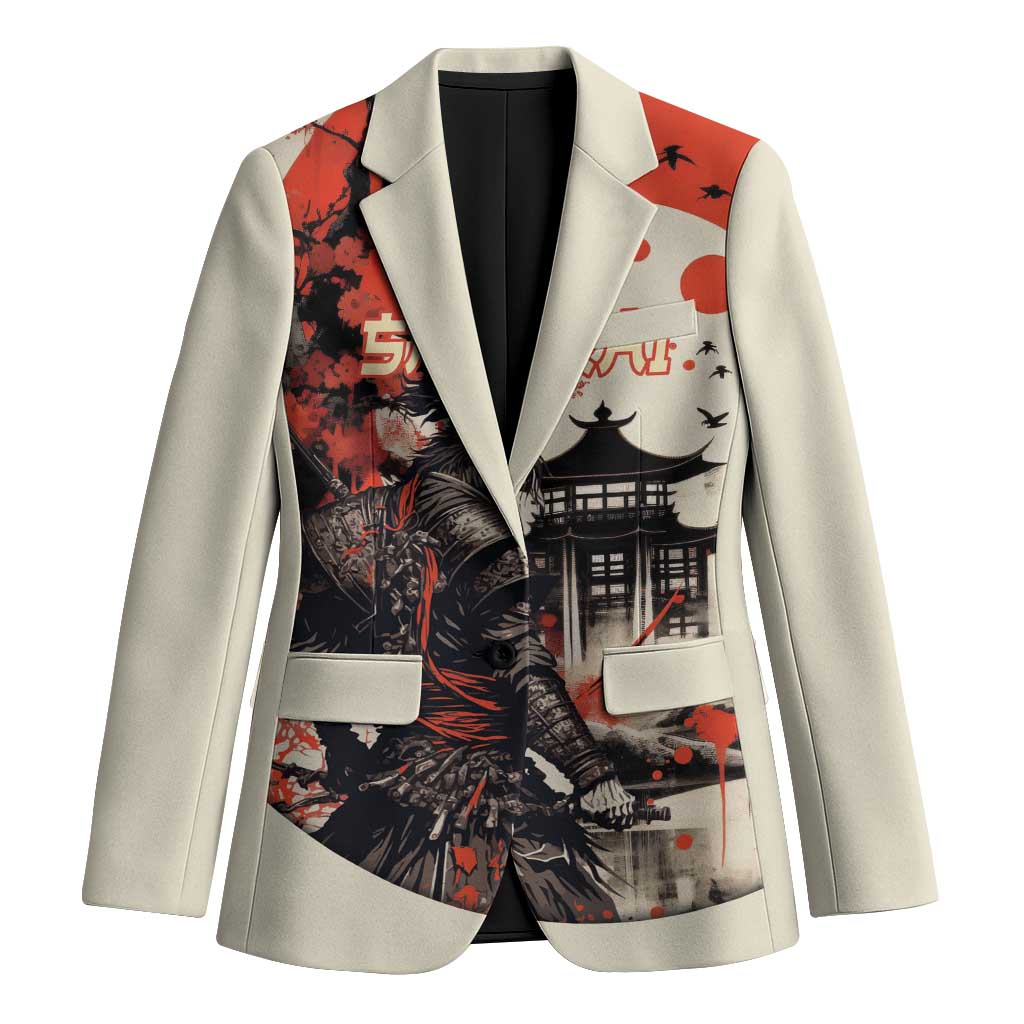 Samurai Warrior Japan Blazer Red-blossomed Tree Classic Japanese Stylized - Wonder Print Shop