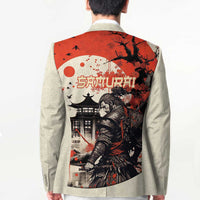 Samurai Warrior Japan Blazer Red-blossomed Tree Classic Japanese Stylized - Wonder Print Shop