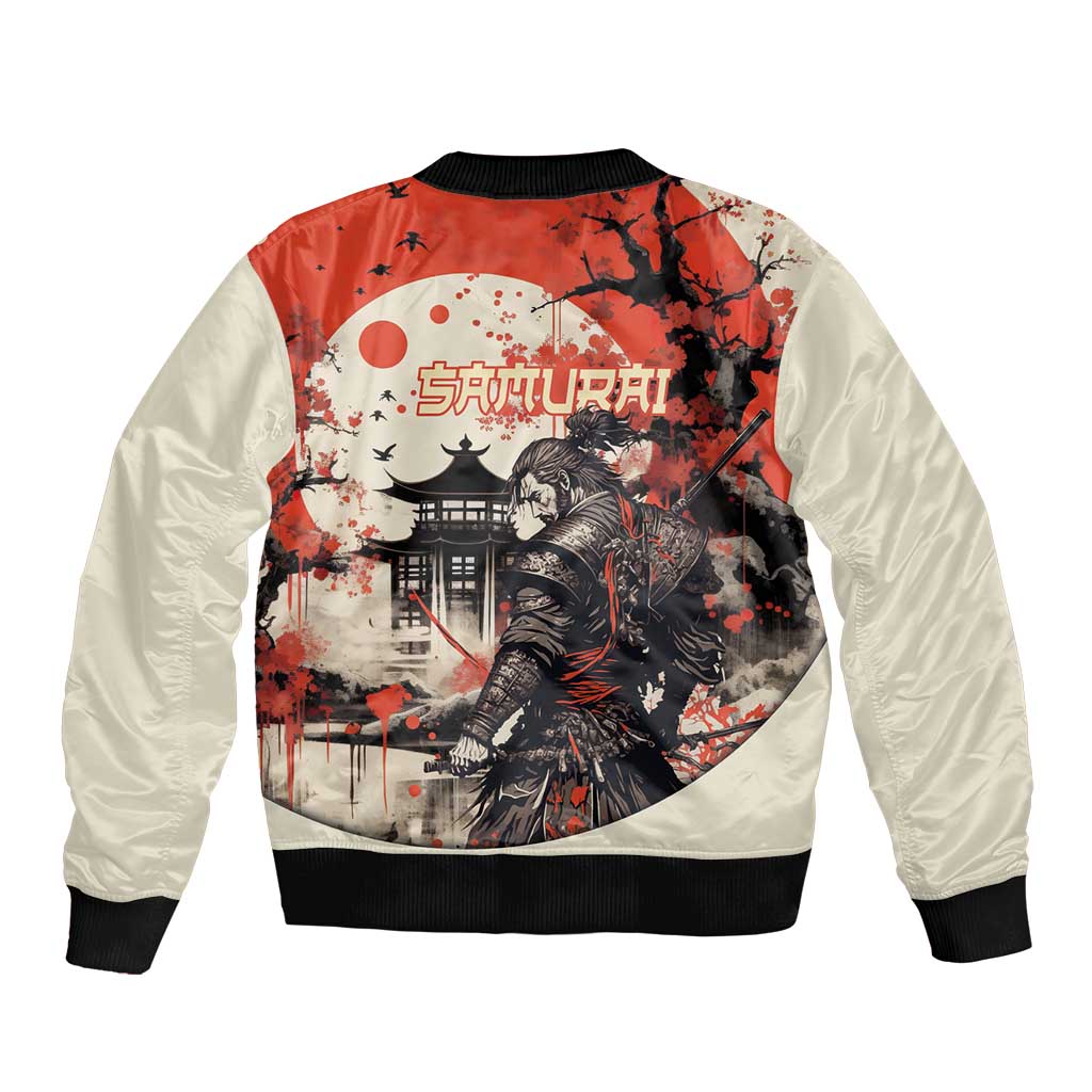 Samurai Warrior Japan Bomber Jacket Red-blossomed Tree Classic Japanese Stylized - Wonder Print Shop