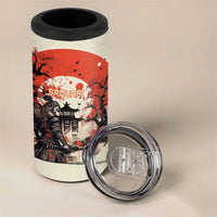 Samurai Warrior Japan 4 in 1 Can Cooler Tumbler Red-blossomed Tree Classic Japanese Stylized - Wonder Print Shop