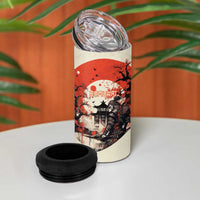 Samurai Warrior Japan 4 in 1 Can Cooler Tumbler Red-blossomed Tree Classic Japanese Stylized - Wonder Print Shop