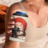 Samurai Warrior Japan 4 in 1 Can Cooler Tumbler Red-blossomed Tree Classic Japanese Stylized - Wonder Print Shop