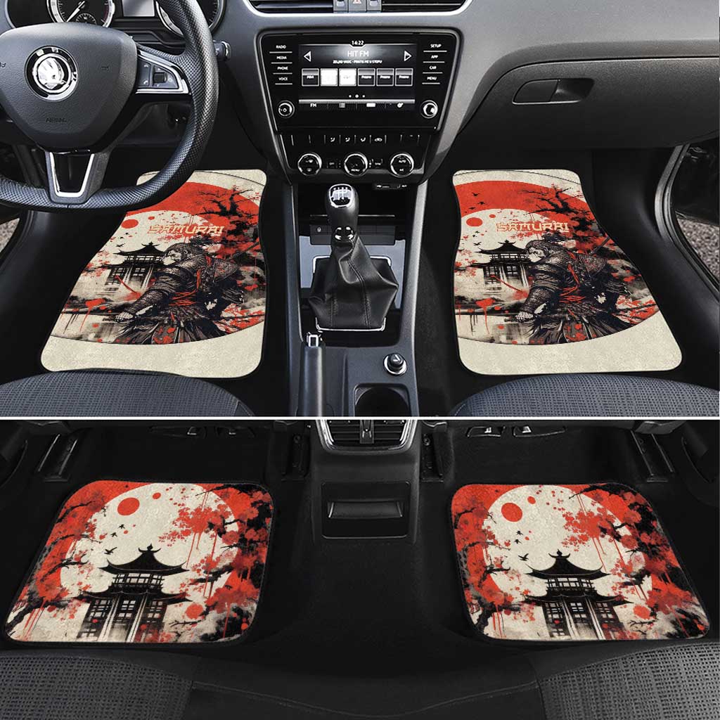Samurai Warrior Japan Car Mats Red-blossomed Tree Classic Japanese Stylized - Wonder Print Shop