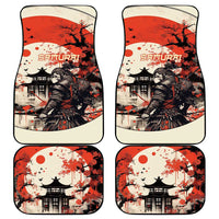 Samurai Warrior Japan Car Mats Red-blossomed Tree Classic Japanese Stylized - Wonder Print Shop