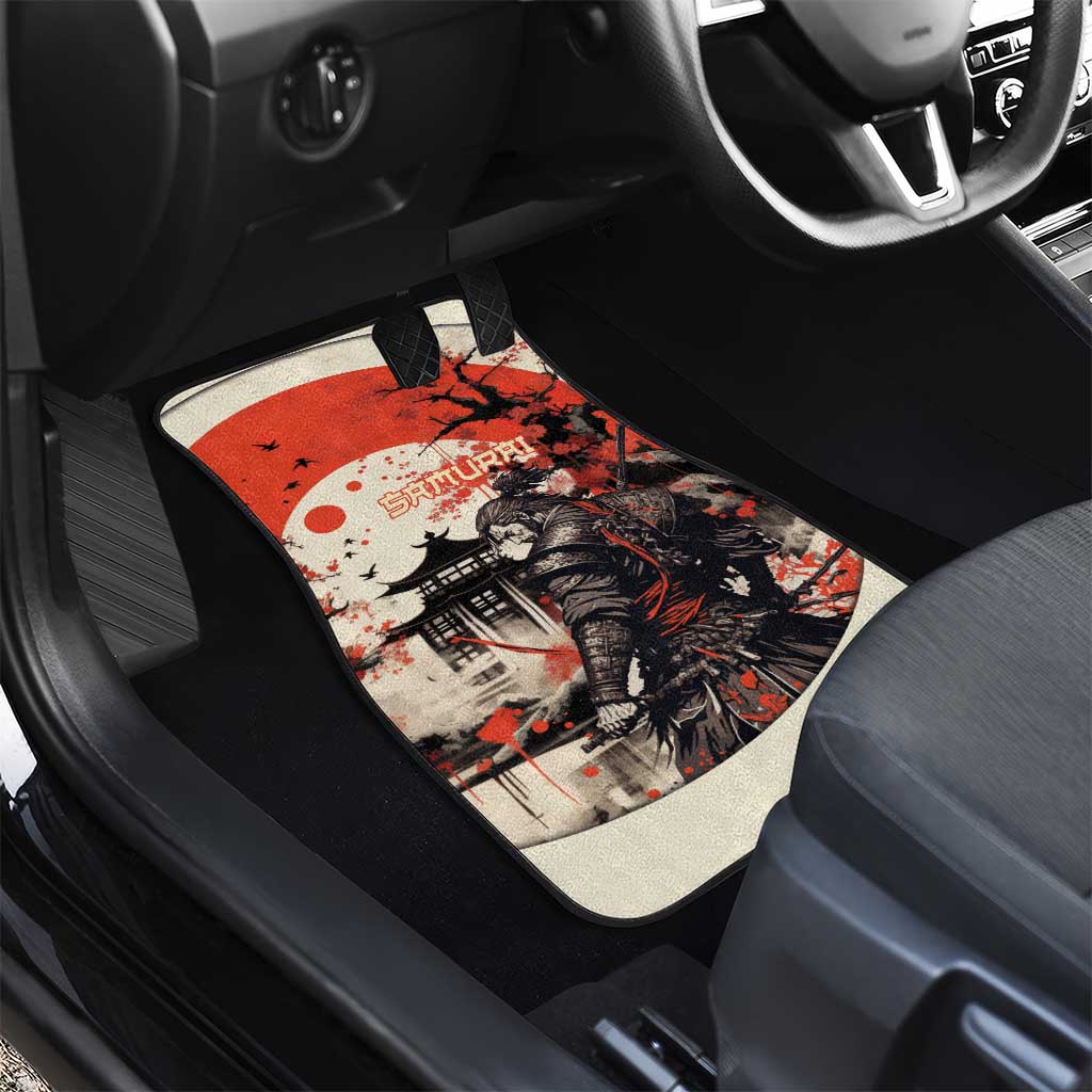 Samurai Warrior Japan Car Mats Red-blossomed Tree Classic Japanese Stylized - Wonder Print Shop