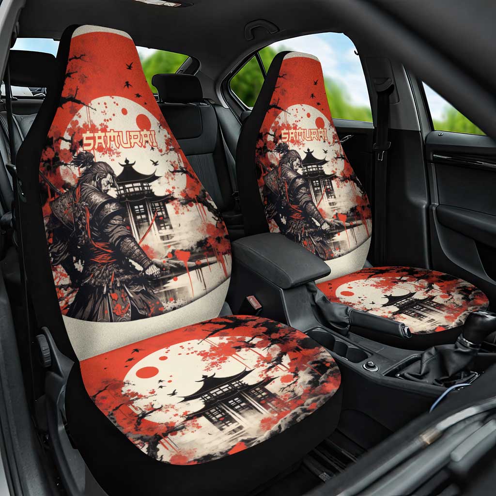 Samurai Warrior Japan Car Seat Cover Red-blossomed Tree Classic Japanese Stylized - Wonder Print Shop