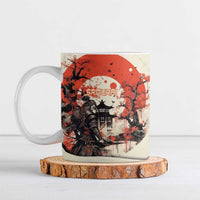 Samurai Warrior Japan Ceramic Mug Red-blossomed Tree Classic Japanese Stylized - Wonder Print Shop