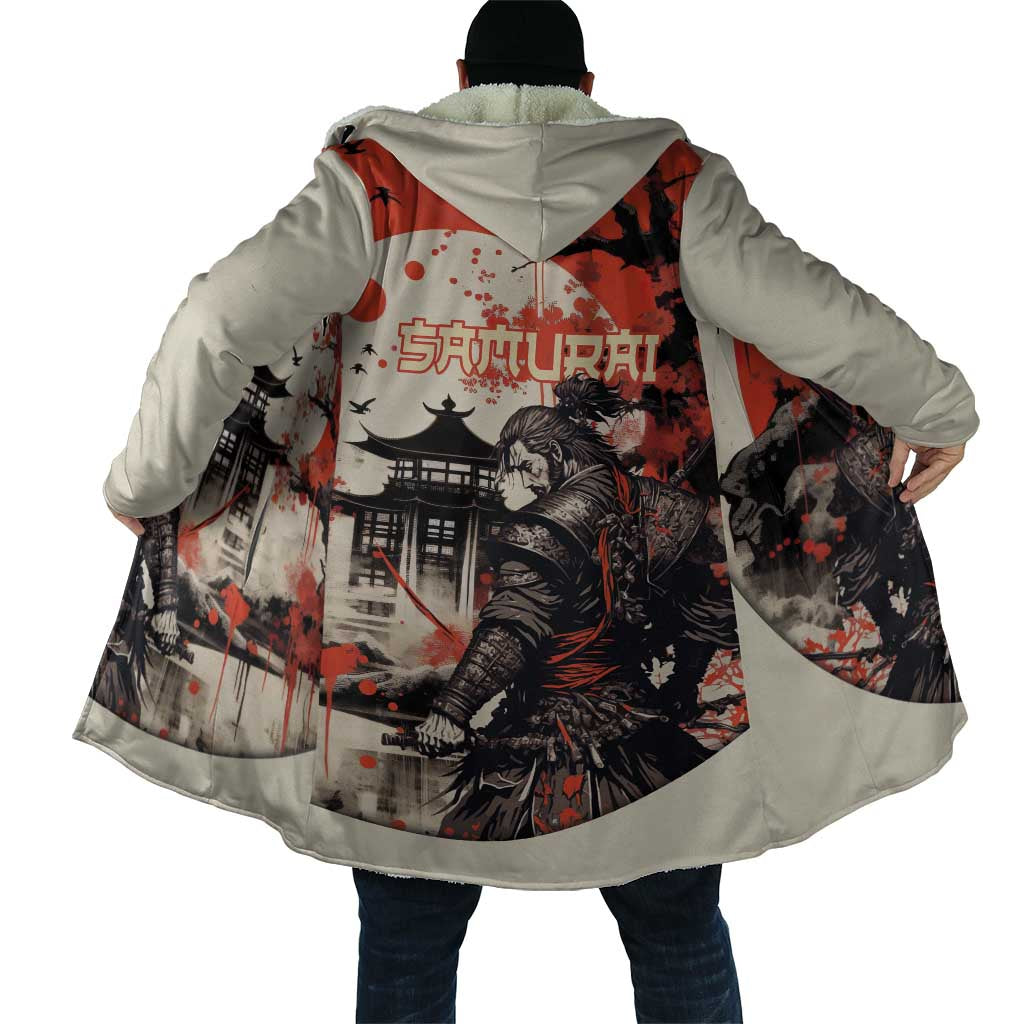 Samurai Warrior Japan Cloak Red-blossomed Tree Classic Japanese Stylized - Wonder Print Shop