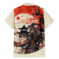 Samurai Warrior Japan Family Matching Mermaid Dress and Hawaiian Shirt Red-blossomed Tree Classic Japanese Stylized - Wonder Print Shop