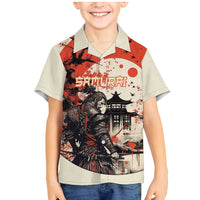 Samurai Warrior Japan Family Matching Mermaid Dress and Hawaiian Shirt Red-blossomed Tree Classic Japanese Stylized - Wonder Print Shop