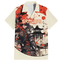 Samurai Warrior Japan Family Matching Off The Shoulder Long Sleeve Dress and Hawaiian Shirt Red-blossomed Tree Classic Japanese Stylized - Wonder Print Shop