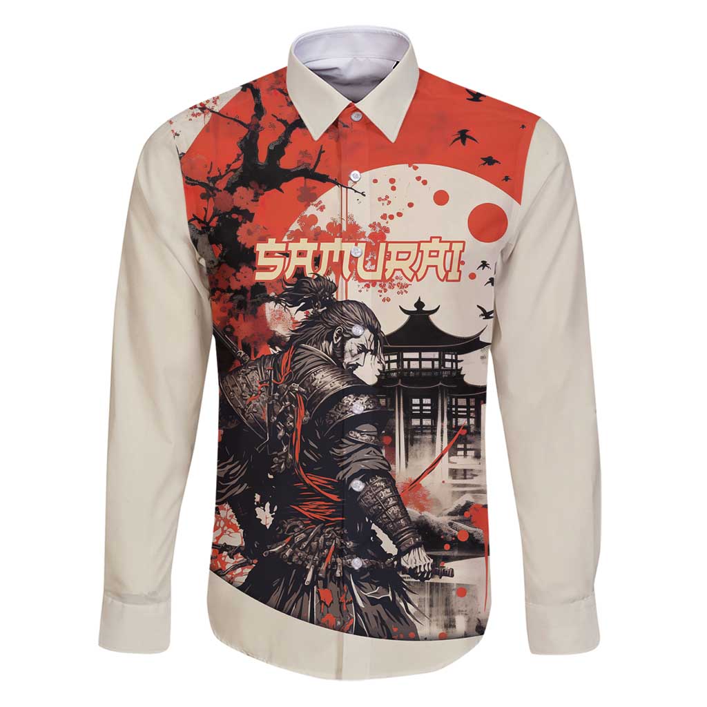 Samurai Warrior Japan Family Matching Puletasi and Hawaiian Shirt Red-blossomed Tree Classic Japanese Stylized - Wonder Print Shop