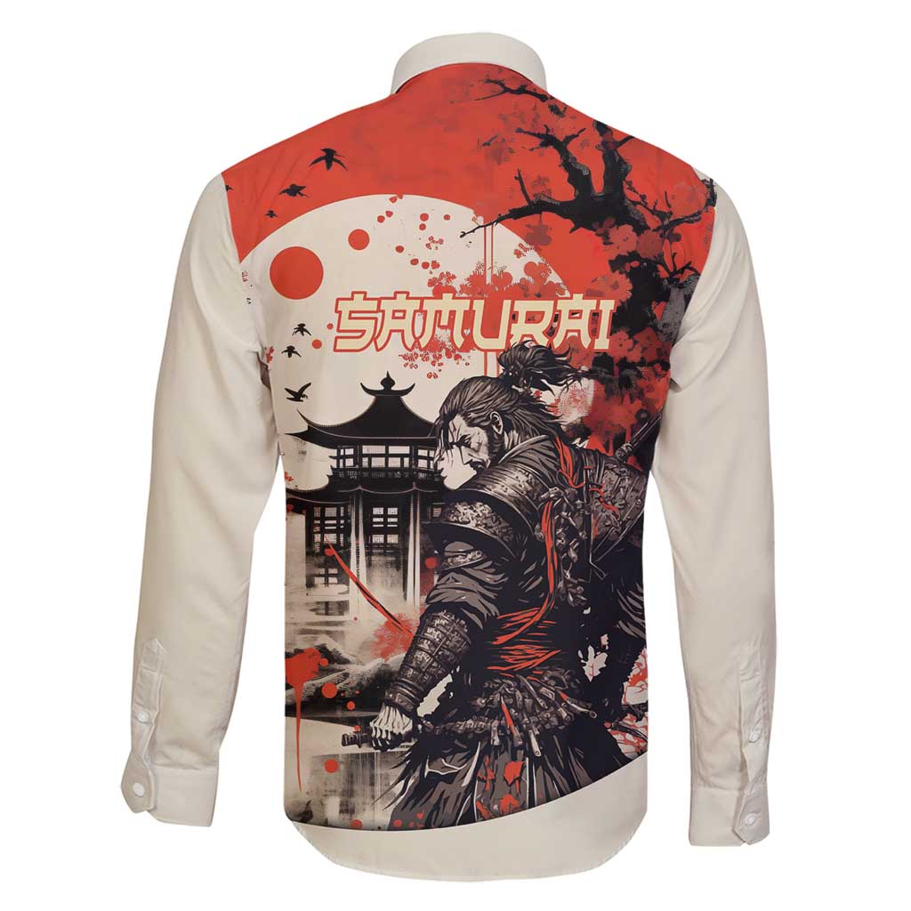 Samurai Warrior Japan Family Matching Puletasi and Hawaiian Shirt Red-blossomed Tree Classic Japanese Stylized - Wonder Print Shop