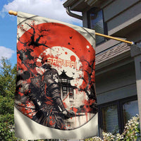 Samurai Warrior Japan Garden Flag Red-blossomed Tree Classic Japanese Stylized - Wonder Print Shop