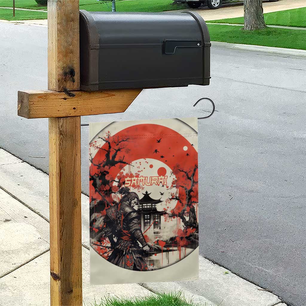 Samurai Warrior Japan Garden Flag Red-blossomed Tree Classic Japanese Stylized - Wonder Print Shop