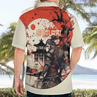 Samurai Warrior Japan Hawaiian Shirt Red-blossomed Tree Classic Japanese Stylized - Wonder Print Shop