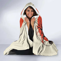 Samurai Warrior Japan Hooded Blanket Red-blossomed Tree Classic Japanese Stylized - Wonder Print Shop