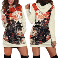 Samurai Warrior Japan Hoodie Dress Red-blossomed Tree Classic Japanese Stylized - Wonder Print Shop