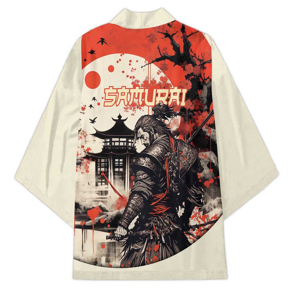 Samurai Warrior Japan Kimono Red-blossomed Tree Classic Japanese Stylized - Wonder Print Shop