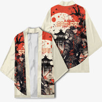 Samurai Warrior Japan Kimono Red-blossomed Tree Classic Japanese Stylized - Wonder Print Shop