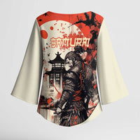 Samurai Warrior Japan Kimono Sleeve Blouse Red-blossomed Tree Classic Japanese Stylized - Wonder Print Shop