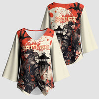 Samurai Warrior Japan Kimono Sleeve Blouse Red-blossomed Tree Classic Japanese Stylized - Wonder Print Shop