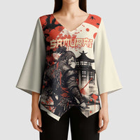 Samurai Warrior Japan Kimono Sleeve Blouse Red-blossomed Tree Classic Japanese Stylized - Wonder Print Shop