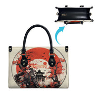 Samurai Warrior Japan Leather Bag Red-blossomed Tree Classic Japanese Stylized - Wonder Print Shop