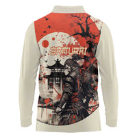Samurai Warrior Japan Long Sleeve Polo Shirt Red-blossomed Tree Classic Japanese Stylized - Wonder Print Shop