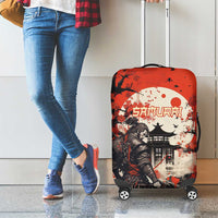 Samurai Warrior Japan Luggage Cover Red-blossomed Tree Classic Japanese Stylized - Wonder Print Shop