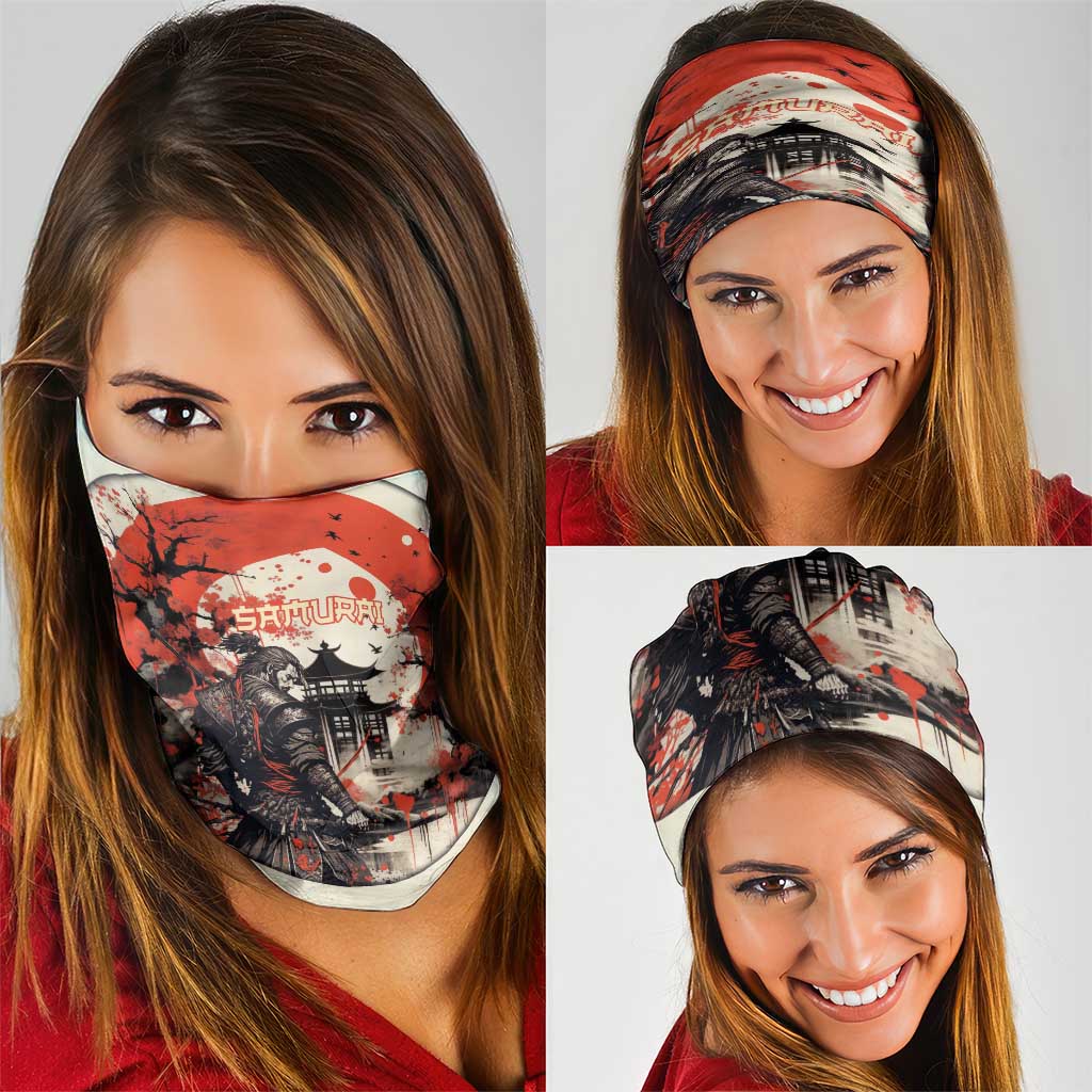 Samurai Warrior Japan Neck Gaiter Red-blossomed Tree Classic Japanese Stylized - Wonder Print Shop