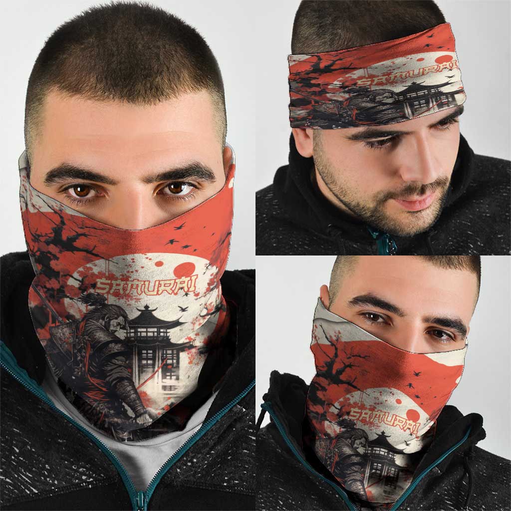 Samurai Warrior Japan Neck Gaiter Red-blossomed Tree Classic Japanese Stylized - Wonder Print Shop