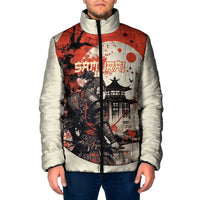 Samurai Warrior Japan Padded Jacket Red-blossomed Tree Classic Japanese Stylized - Wonder Print Shop
