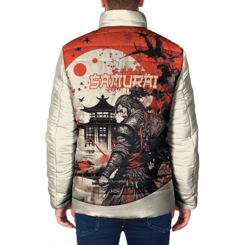 Samurai Warrior Japan Padded Jacket Red-blossomed Tree Classic Japanese Stylized - Wonder Print Shop