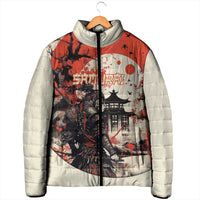 Samurai Warrior Japan Padded Jacket Red-blossomed Tree Classic Japanese Stylized - Wonder Print Shop