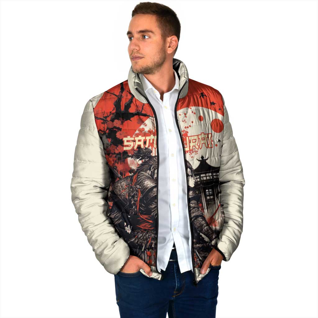 Samurai Warrior Japan Padded Jacket Red-blossomed Tree Classic Japanese Stylized - Wonder Print Shop