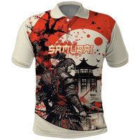 Samurai Warrior Japan Polo Shirt Red-blossomed Tree Classic Japanese Stylized - Wonder Print Shop