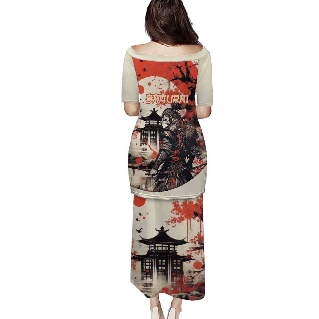 Samurai Warrior Japan Puletasi Red-blossomed Tree Classic Japanese Stylized - Wonder Print Shop