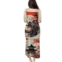 Samurai Warrior Japan Puletasi Red-blossomed Tree Classic Japanese Stylized - Wonder Print Shop