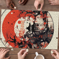 Samurai Warrior Japan Puzzle Red-blossomed Tree Classic Japanese Stylized - Wonder Print Shop