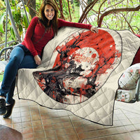 Samurai Warrior Japan Quilt Red-blossomed Tree Classic Japanese Stylized - Wonder Print Shop