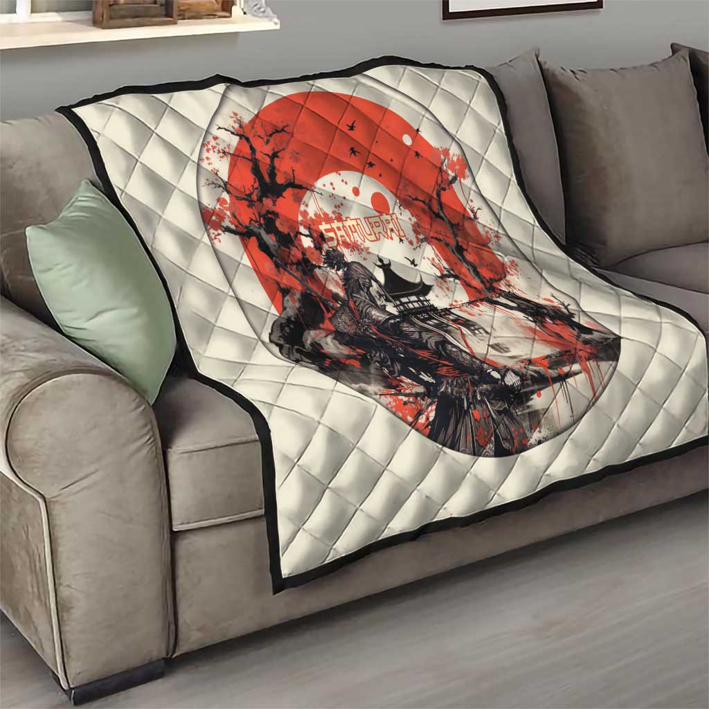 Samurai Warrior Japan Quilt Red-blossomed Tree Classic Japanese Stylized - Wonder Print Shop