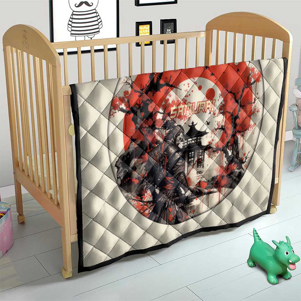 Samurai Warrior Japan Quilt Red-blossomed Tree Classic Japanese Stylized - Wonder Print Shop