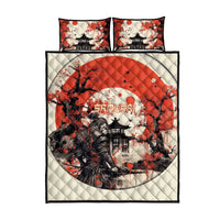 Samurai Warrior Japan Quilt Bed Set Red-blossomed Tree Classic Japanese Stylized - Wonder Print Shop